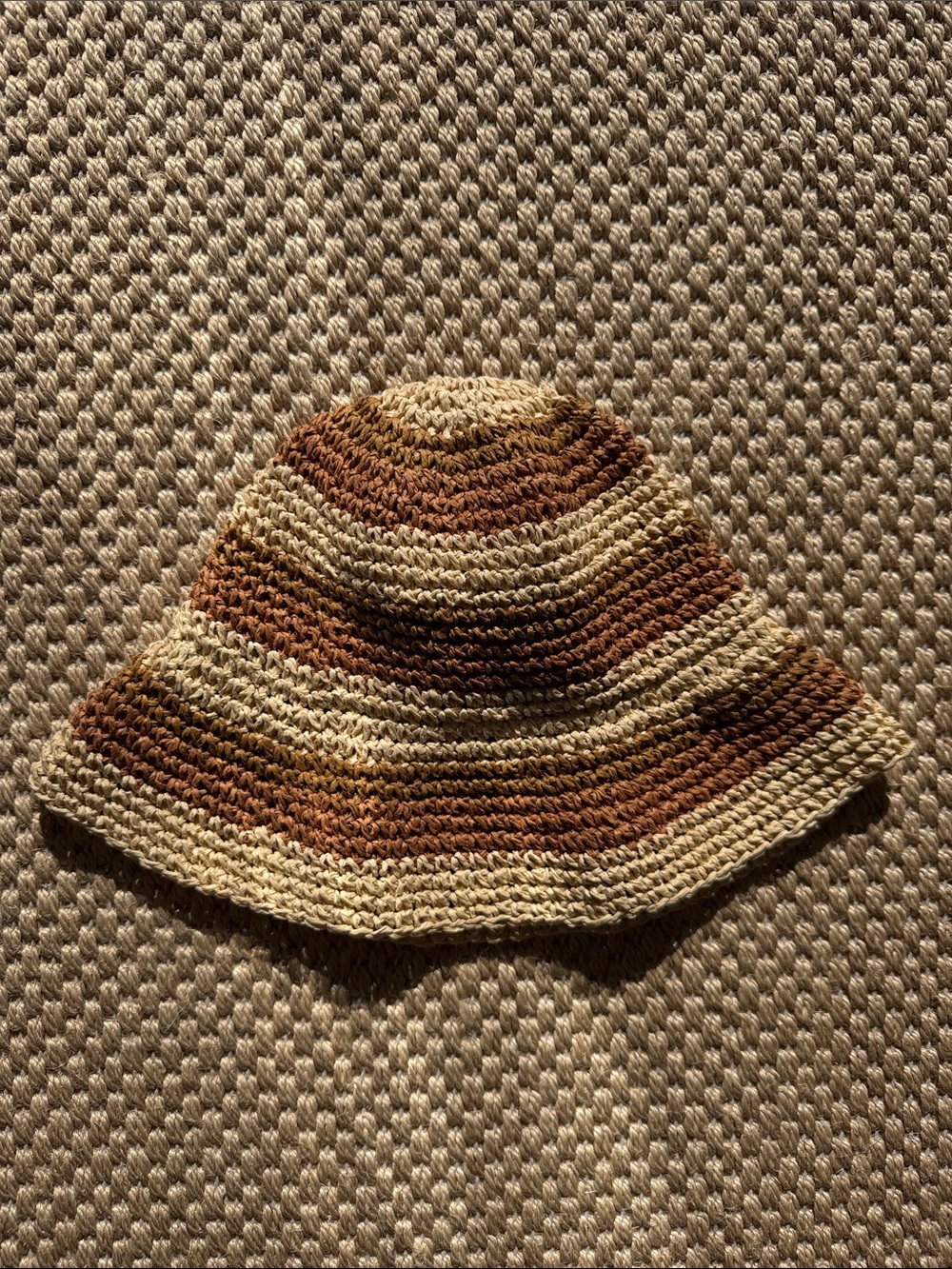 Rylee + Cru Girls Striped Crochet Bucket Hat in Cream and Brown